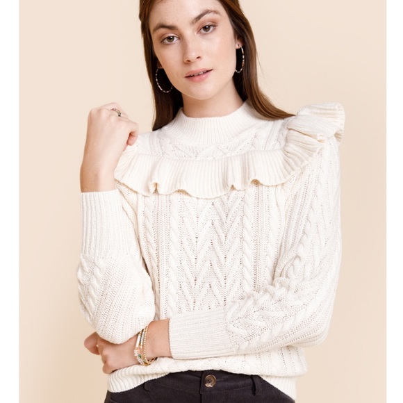 Cableknit Ruffled pullover sweater - Picture 9 of 10
